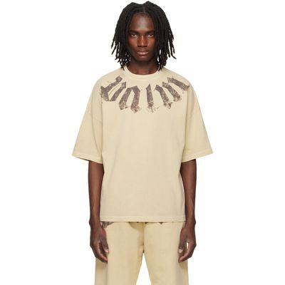 Palm Angels Palm Angels Beige Big Neck Logo Loose T-shirt