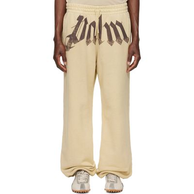 Palm Angels Palm Angels Beige Big Waist Logo Sweatpants