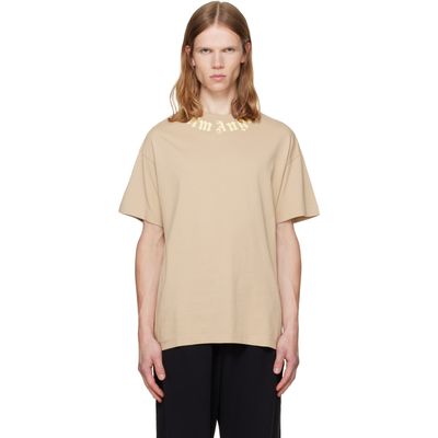 Palm Angels Palm Angels Beige Neck Logo Regular T-shirt