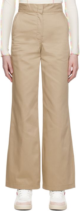 Palm Angels Palm Angels Beige Reversed Waistband Trousers