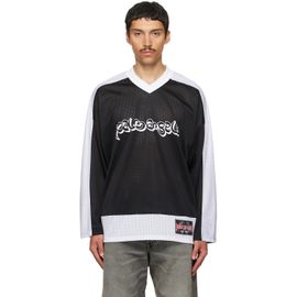 Palm Angels Palm Angels Black & White Thai Logo Mesh Loose Long-Sleeved T-shirt