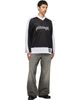 Palm Angels Palm Angels Black & White Thai Logo Mesh Loose Long-Sleeved T-shirt - 4