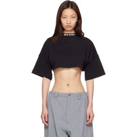 Palm Angels Palm Angels Black Back Curved Logo Mini T-shirt