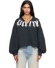 Palm Angels Palm Angels Black Big Neck Logo Balloon Crew Sweatshirt - 1