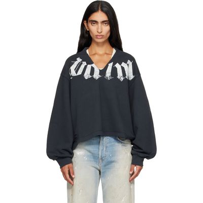 Palm Angels Palm Angels Black Big Neck Logo Balloon Crew Sweatshirt