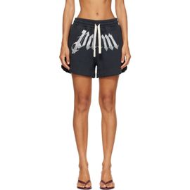 Palm Angels Palm Angels Black Big Waist Logo Sweat Shorts