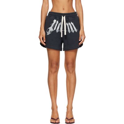 Palm Angels Palm Angels Black Big Waist Logo Sweat Shorts