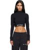 Palm Angels Palm Angels Black Classic Logo Long-Sleeved Mockneck T-shirt - 1