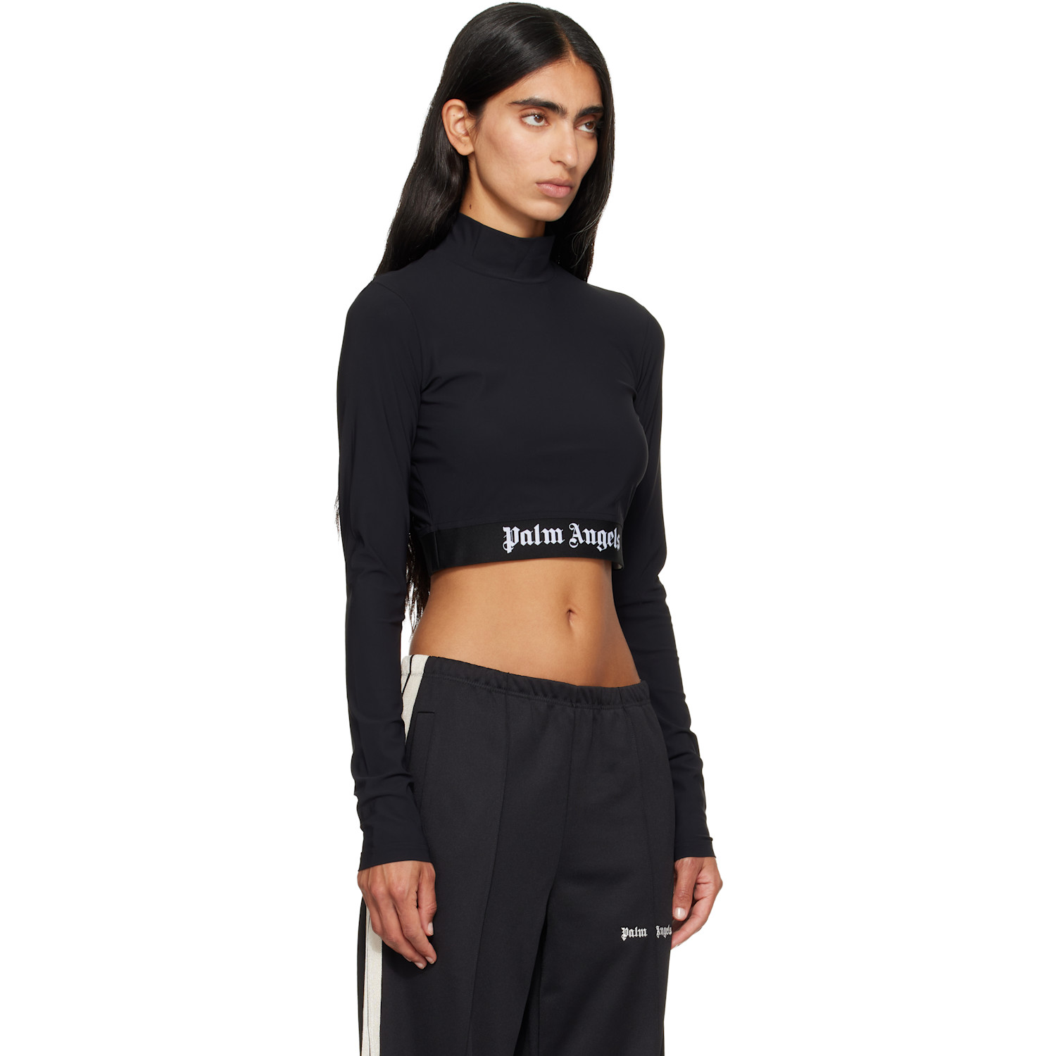 Palm Angels - Black Classic Logo Long-Sleeved Mockneck T-shirt