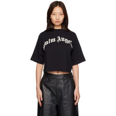 Palm Angels Palm Angels Black Curved Logo Boxy T-shirt
