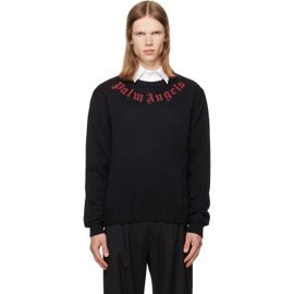 Palm Angels Palm Angels Black Curved Logo Knit Sweater