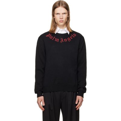 Palm Angels Palm Angels Black Curved Logo Knit Sweater