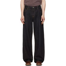 Palm Angels Palm Angels Black Curved Logo Loose Jeans