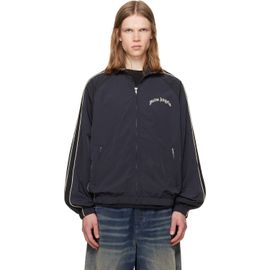 Palm Angels Palm Angels Black Curved Logo Vintage Windbreaker Track Jacket