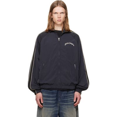 Palm Angels Palm Angels Black Curved Logo Vintage Windbreaker Track Jacket