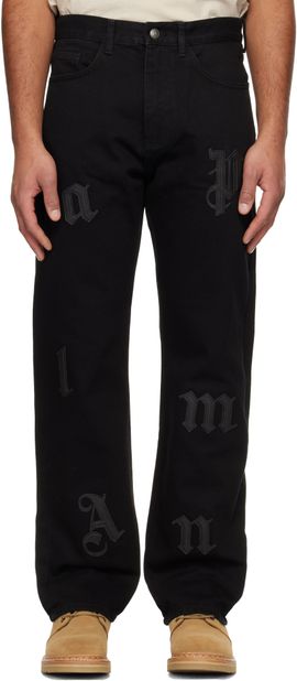 Palm Angels Palm Angels Black Logo Patch Straight Jeans