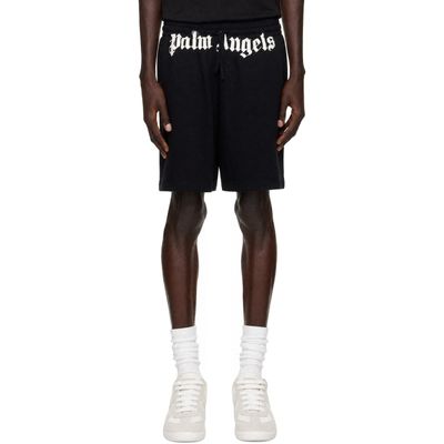 Palm Angels Palm Angels Black Waist Logo Sweat Shorts