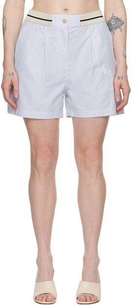 Palm Angels Palm Angels Blue & White Stripes Shorts