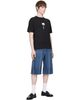 Palm Angels Palm Angels Blue Curved Logo Denim Skater Shorts - 4