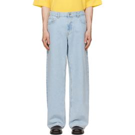 Palm Angels Palm Angels Blue Curved Logo Loose Jeans