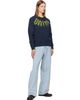 Palm Angels Palm Angels Blue Curved Logo Loose Jeans - 4