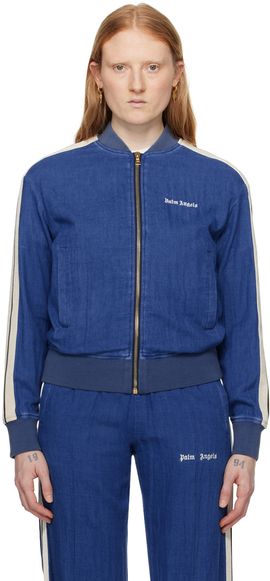Palm Angels Palm Angels Blue Embroidered Track Jacket