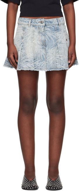Palm Angels Palm Angels Blue Palms Jacquard Denim Miniskirt