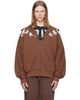 Palm Angels Palm Angels Brown Big Neck Logo Zip Loose Hoodie - 1