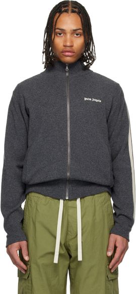 Palm Angels Palm Angels Gray Classic Logo Knit Track Jacket
