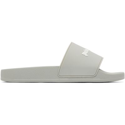 Palm Angels Palm Angels Gray Classic Logo Pool Slides