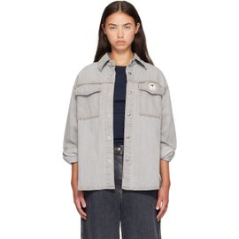 Palm Angels Palm Angels Gray Tree Logo Denim Overshirt