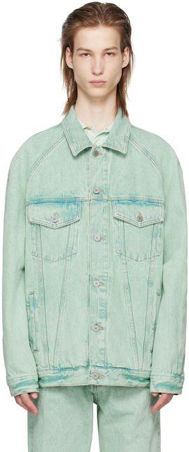 Palm Angels Palm Angels Green Overdye Denim Jacket