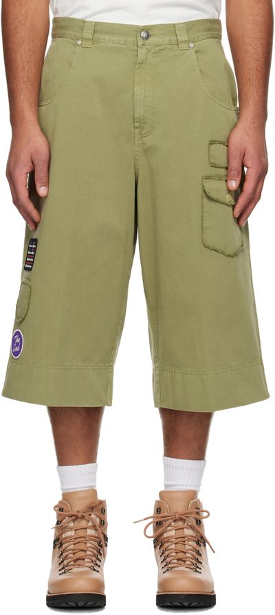 Palm Angels Palm Angels Khaki Military Patch Bermuda Shorts