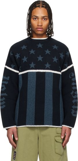 Palm Angels Palm Angels Navy Stars & Stripes Sweater
