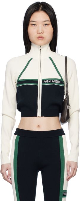 Palm Angels Palm Angels Off-White & Navy Racing Zip Jacket