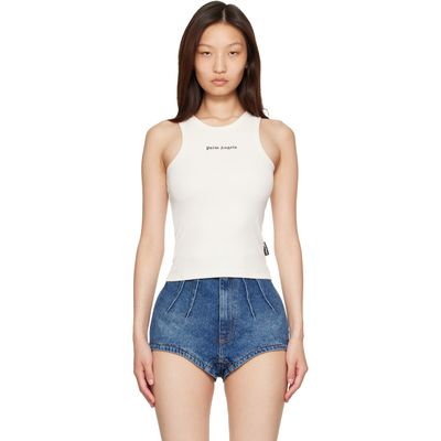 Palm Angels Palm Angels Off-White Classic Logo Fitted Tank Top