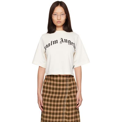 Palm Angels Palm Angels Off-White Curved Logo Boxy T-shirt
