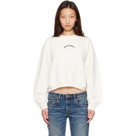 Palm Angels Palm Angels Off-White Curved Logo Crop Sweatshirt