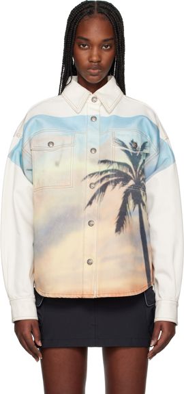 Palm Angels Palm Angels Off-White Sunrise Palm Denim Overshirt