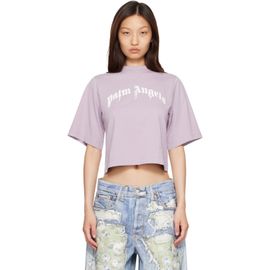 Palm Angels Palm Angels Purple Dripping Curved Logo Boxy T-shirt