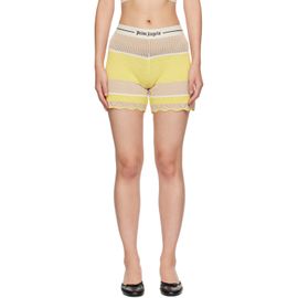 Palm Angels Palm Angels Yellow & Beige Logo Beach Knit Shorts