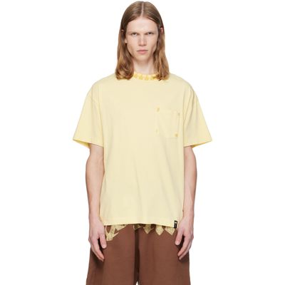 Palm Angels Palm Angels Yellow 'Palm' Ribbed Regular T-shirt