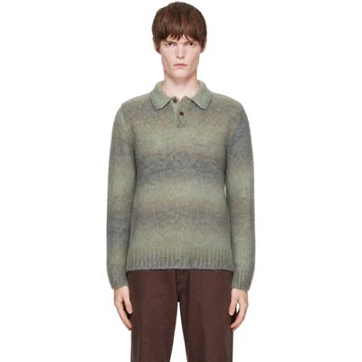 Palmes Palmes Blue Alpaca LS Knit Polo Sweater
