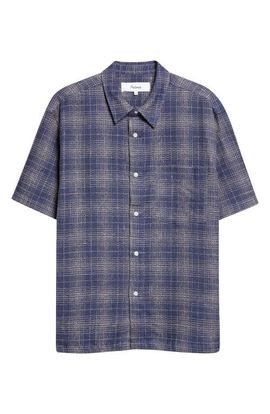 PALMES PALMES Check Cotton & Linen Short Sleeve Button-Up Shirt