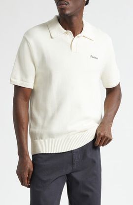 PALMES PALMES Embroidered Logo Organic Cotton Polo Sweater