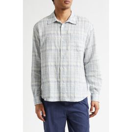 PALMES PALMES Plaid Wrinkle Cotton & Linen Blend Button-Up Shirt