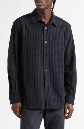 PALMES PALMES Relaxed Cotton Blend Button-Up Shirt