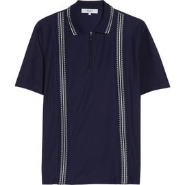 PALMES PALMES Stripe Jacquard Trim Zip Polo