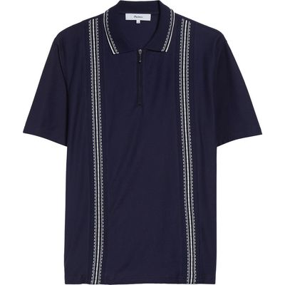 PALMES PALMES Stripe Jacquard Trim Zip Polo