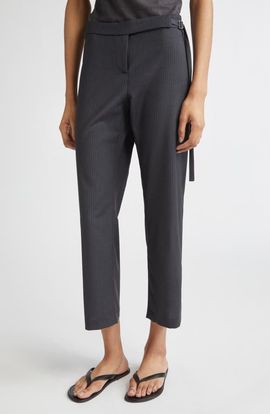 Paloma Wool Paloma Wool Bigas Pinstripe Tie Detail Straight Leg Crop Trousers